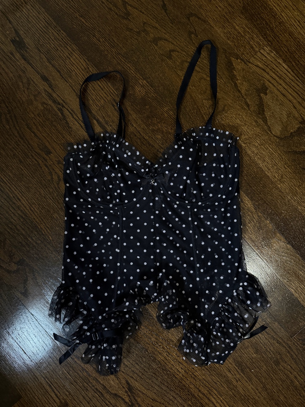 Savage X Fenty Black with White Polka Dots Teddy